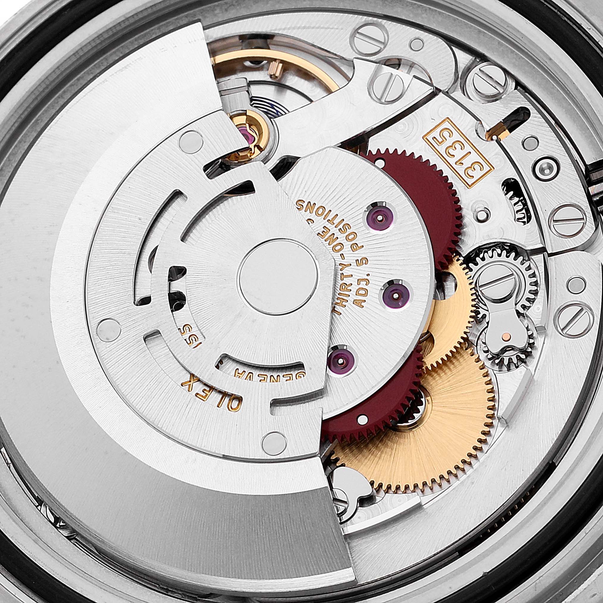 The image shows the internal mechanism of the Rolex Submariner 116610LV Men
s Stainless Steel Green Dial 116610LV Men
s Stainless Steel Green Dial model, highlighting gears and rotor components.
