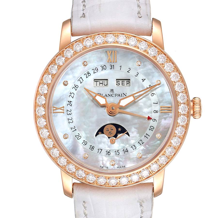 Blancpain Quantieme Complet 18k Rose Gold Diamond Watch 3663-2954-55B SwissWatchExpo