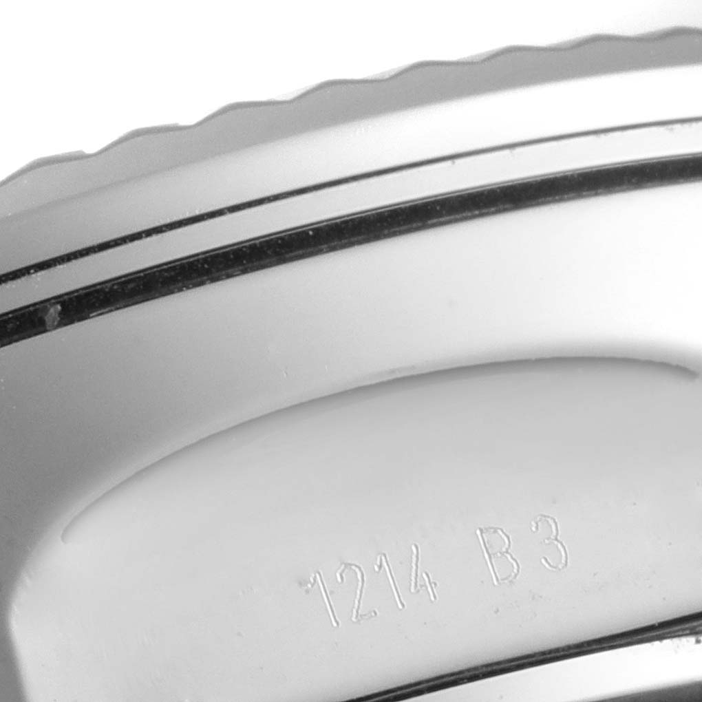 This image shows a close-up of the rear side bezel and engraved serial number on the Breitling Bentley AB0521U4/BC65 Men's Stainless Steel Black Dial AB0521U4/BC65 Men's Stainless Steel Black Dial model watch.