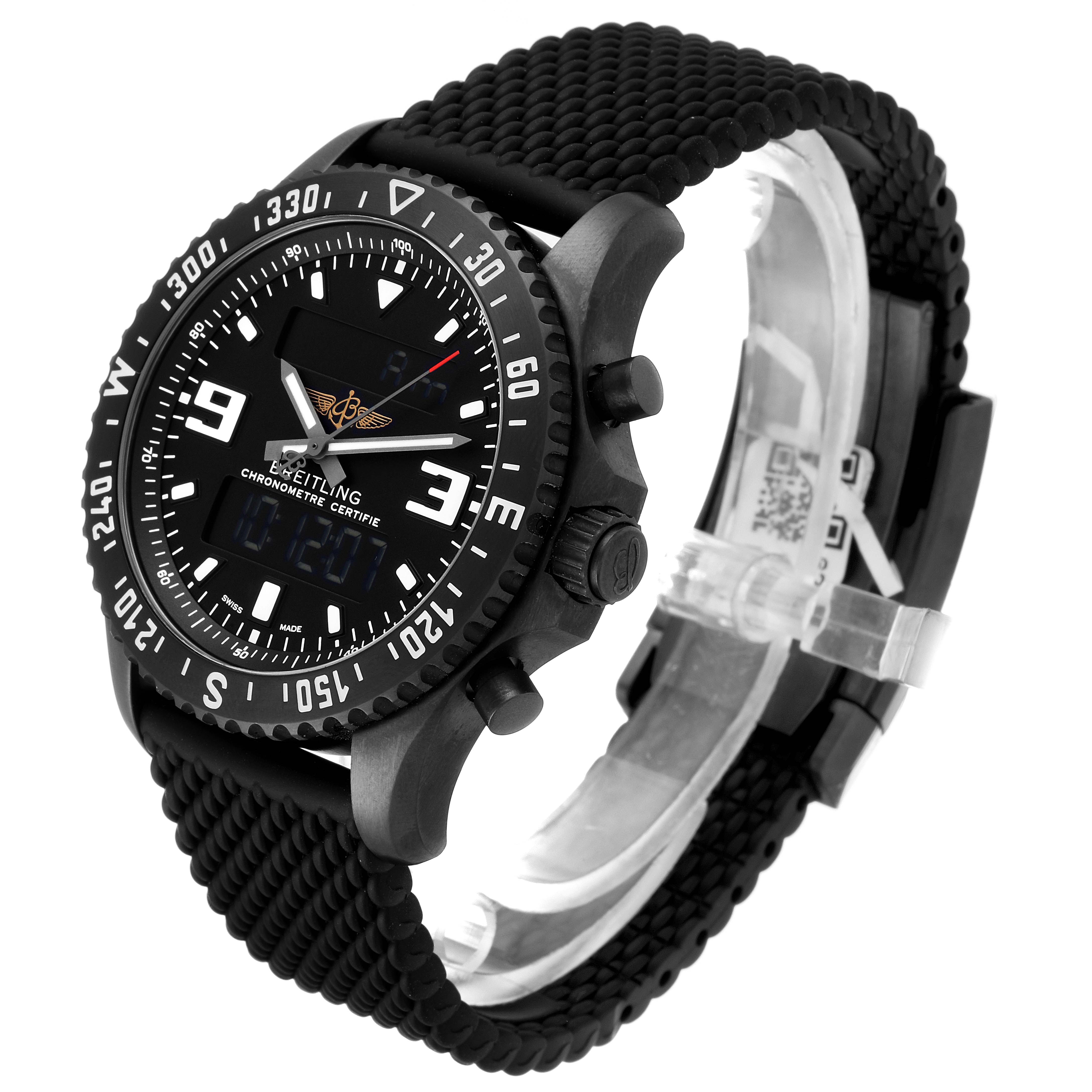 The image shows a Breitling Professional Series M78367 Men's Stainless Steel Black Dial M78367 Men's Stainless Steel Black Dial watch at a three-quarter angle, highlighting its black bezel, dial, and woven strap.