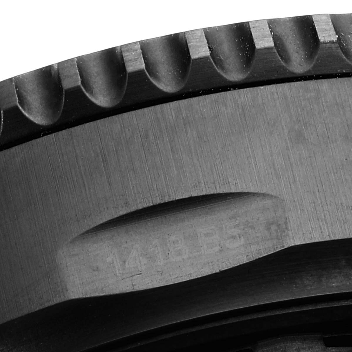 This image shows a close-up of the bezel and case edge of a Breitling Professional Series M78367 Men's Stainless Steel Black Dial M78367 Men's Stainless Steel Black Dial watch.