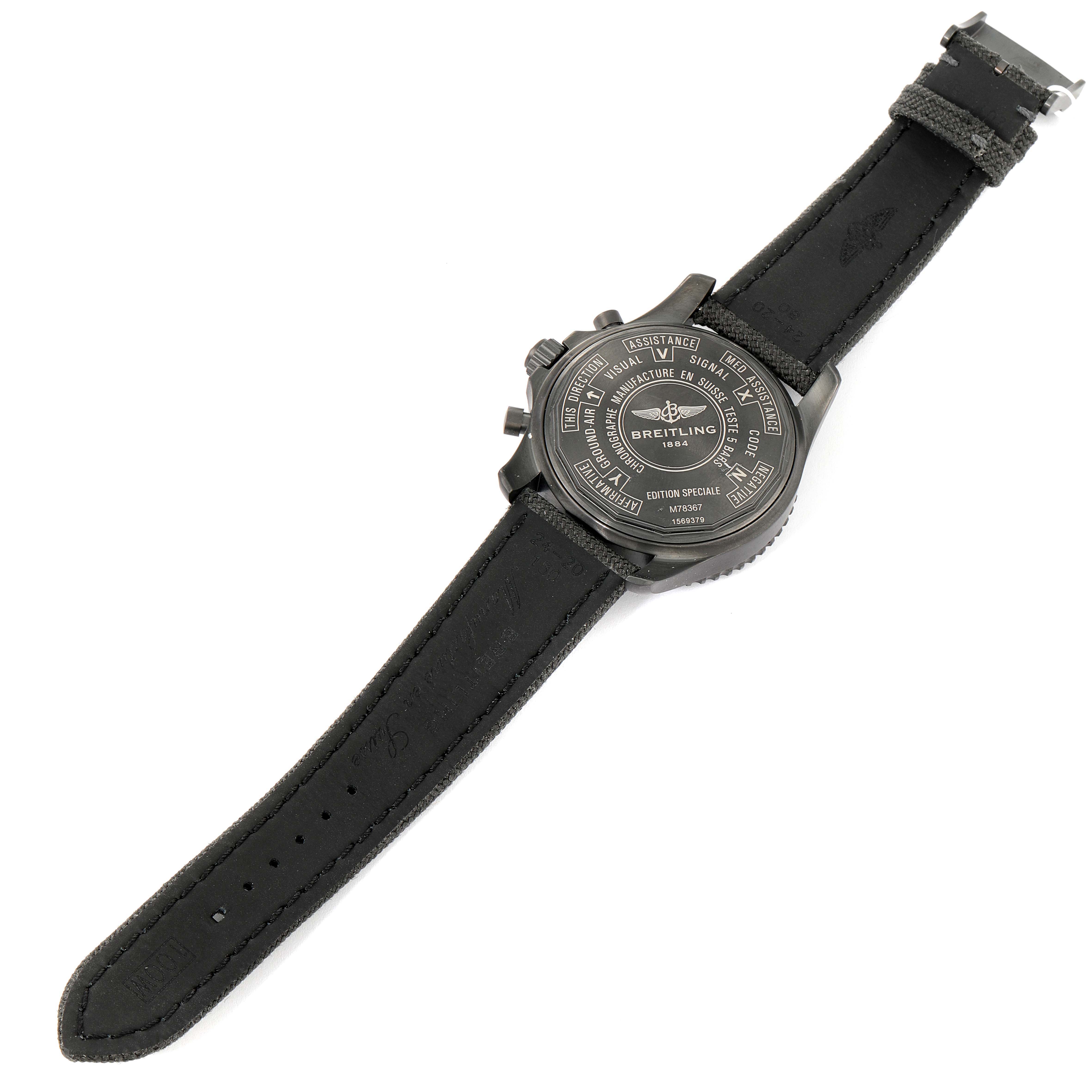 The image shows the back case and strap of the Breitling Professional Series M78367 Men's Stainless Steel Black Dial M78367 Men's Stainless Steel Black Dial watch.