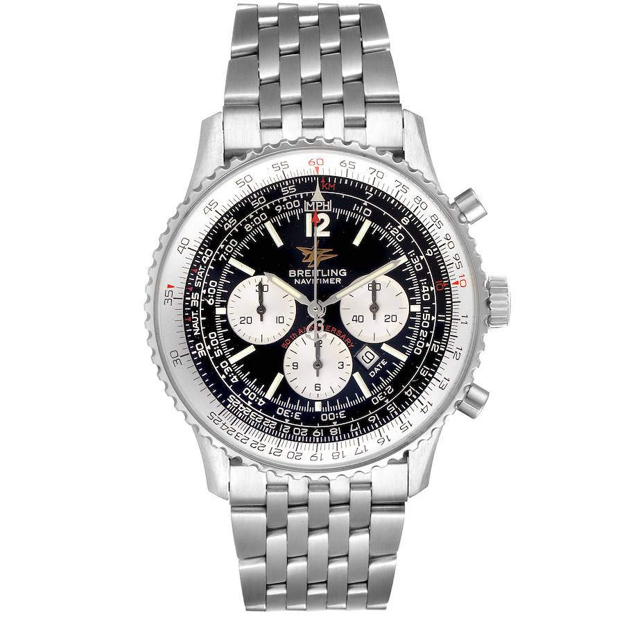 Breitling Navitimer 50th Anniversary Black Dial Watch A41322 Box ...