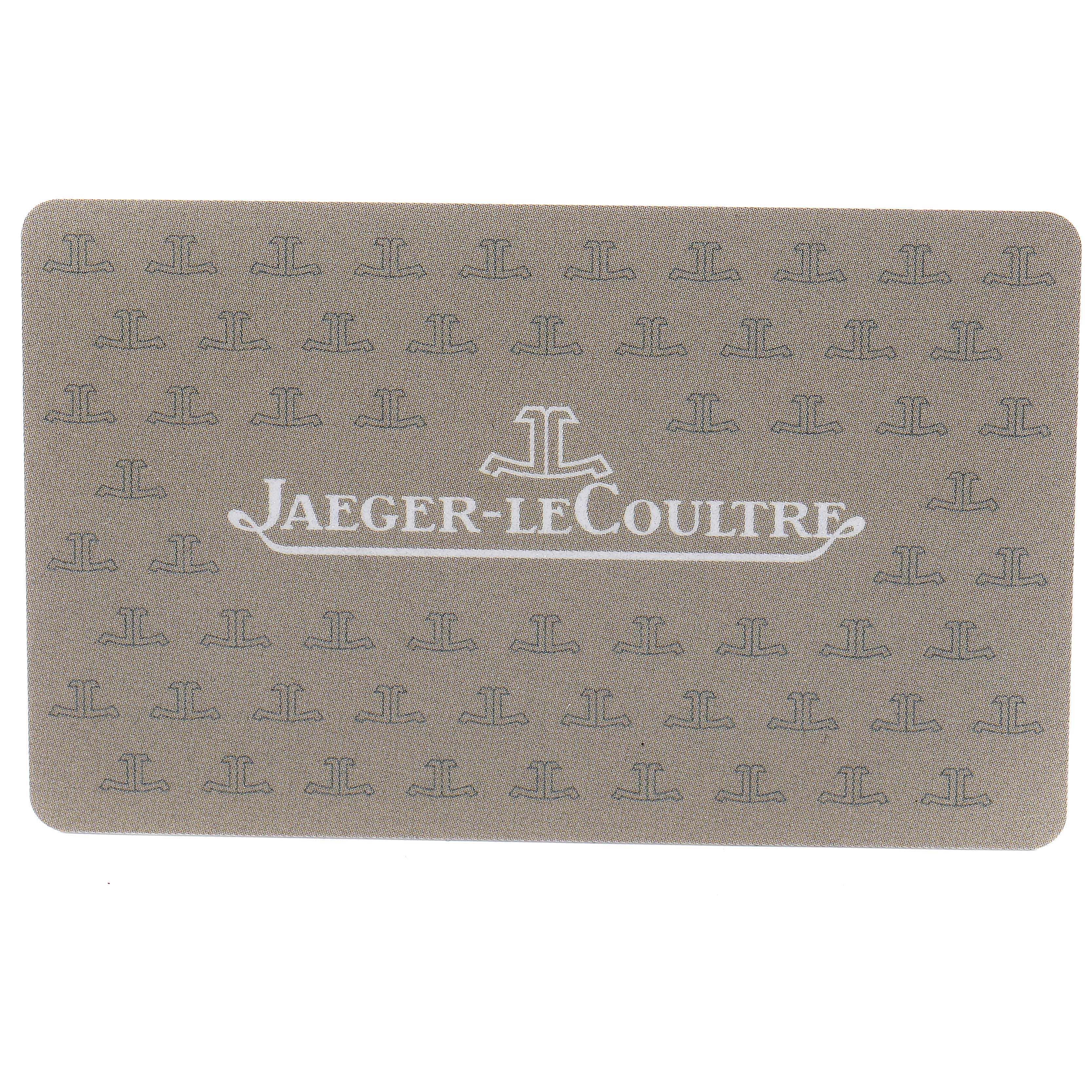 This image shows a Jaeger LeCoultre card, possibly a warranty or certificate card, for the Reverso model.
