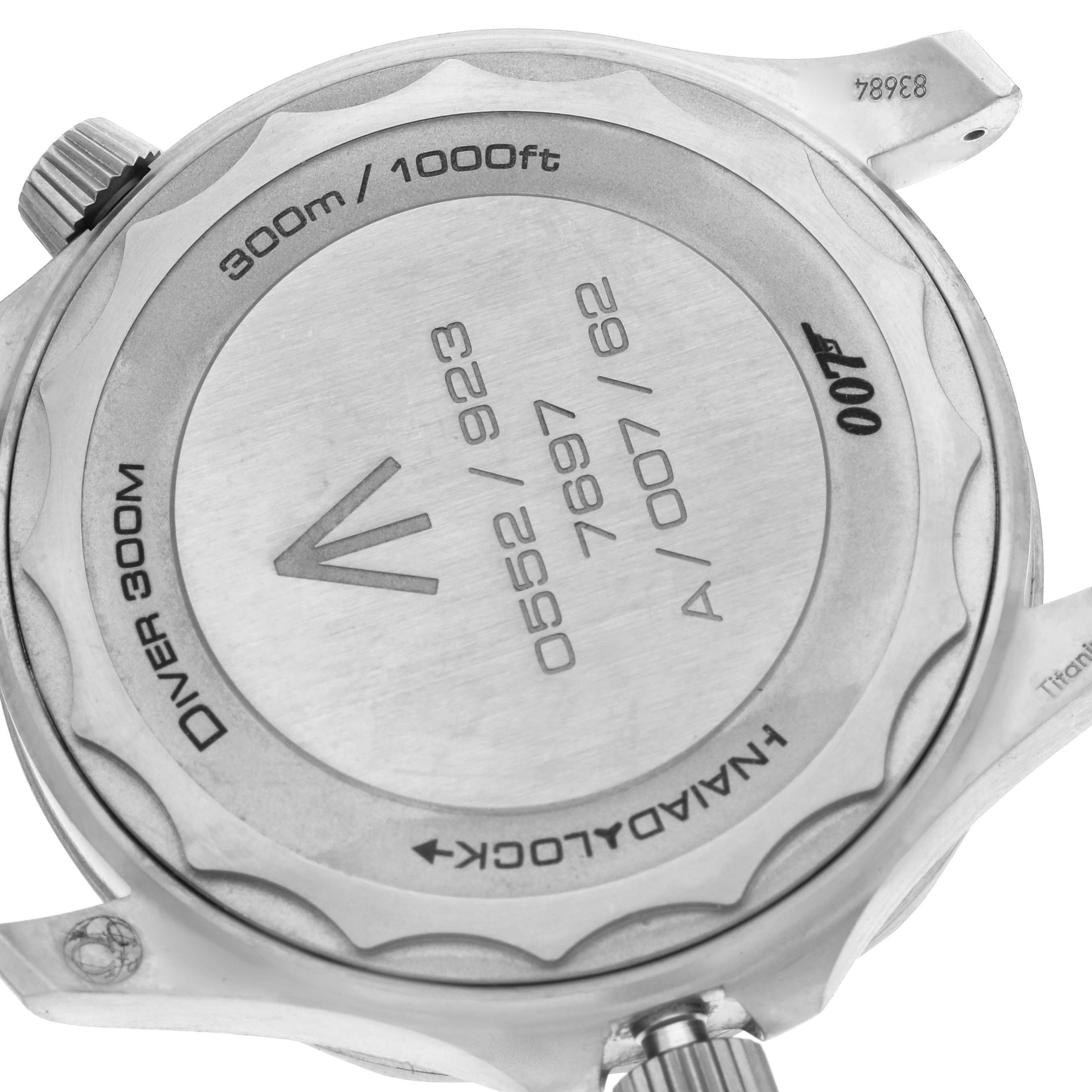 The image shows the back case of the Omega Seamaster 210.92.42.20.01.001 Men's Titanium Brown Dial 210.92.42.20.01.001 Men's Titanium Brown Dial watch, displaying engravings and depth rating.