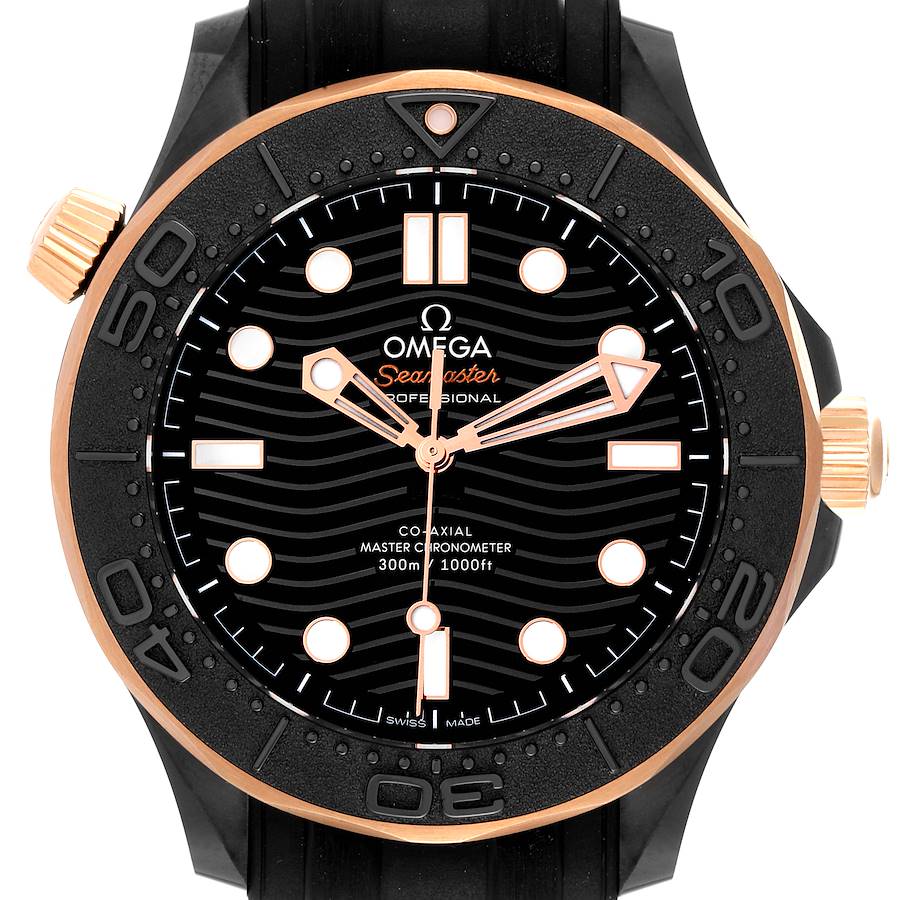 Omega Seamaster Black Ceramic Rose Gold Mens Watch 210.62.44.20.01.001 Unworn SwissWatchExpo