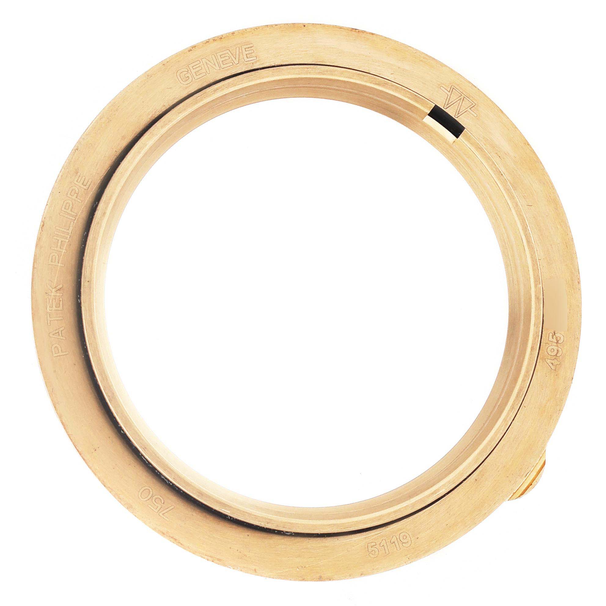 The image shows a top-down view of the bezel for a Patek Philippe Calatrava 5119J Men's Yellow Gold White Dial 5119J Men's Yellow Gold White Dial model watch case.