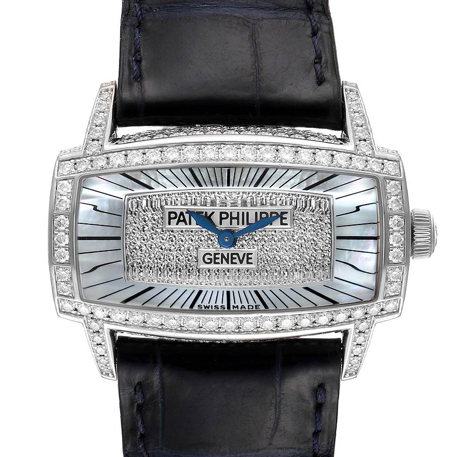 Patek Philippe Gondolo 18k White Gold MOP Diamond Ladies Watch 4992 Papers SwissWatchExpo