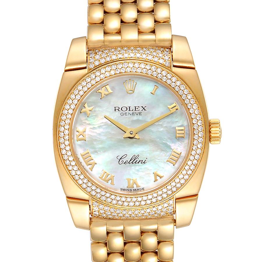 Rolex Cellini Cestello Yellow Gold MOP Diamond Ladies Watch 6311 SwissWatchExpo