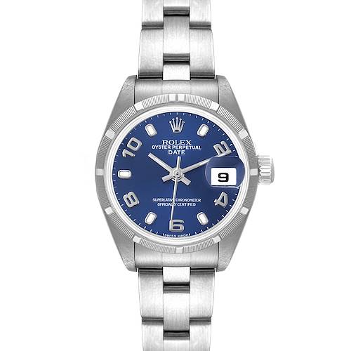 Photo of Rolex Date Stainless Steel Blue Dial Stainless Steel Ladies Watch 79190