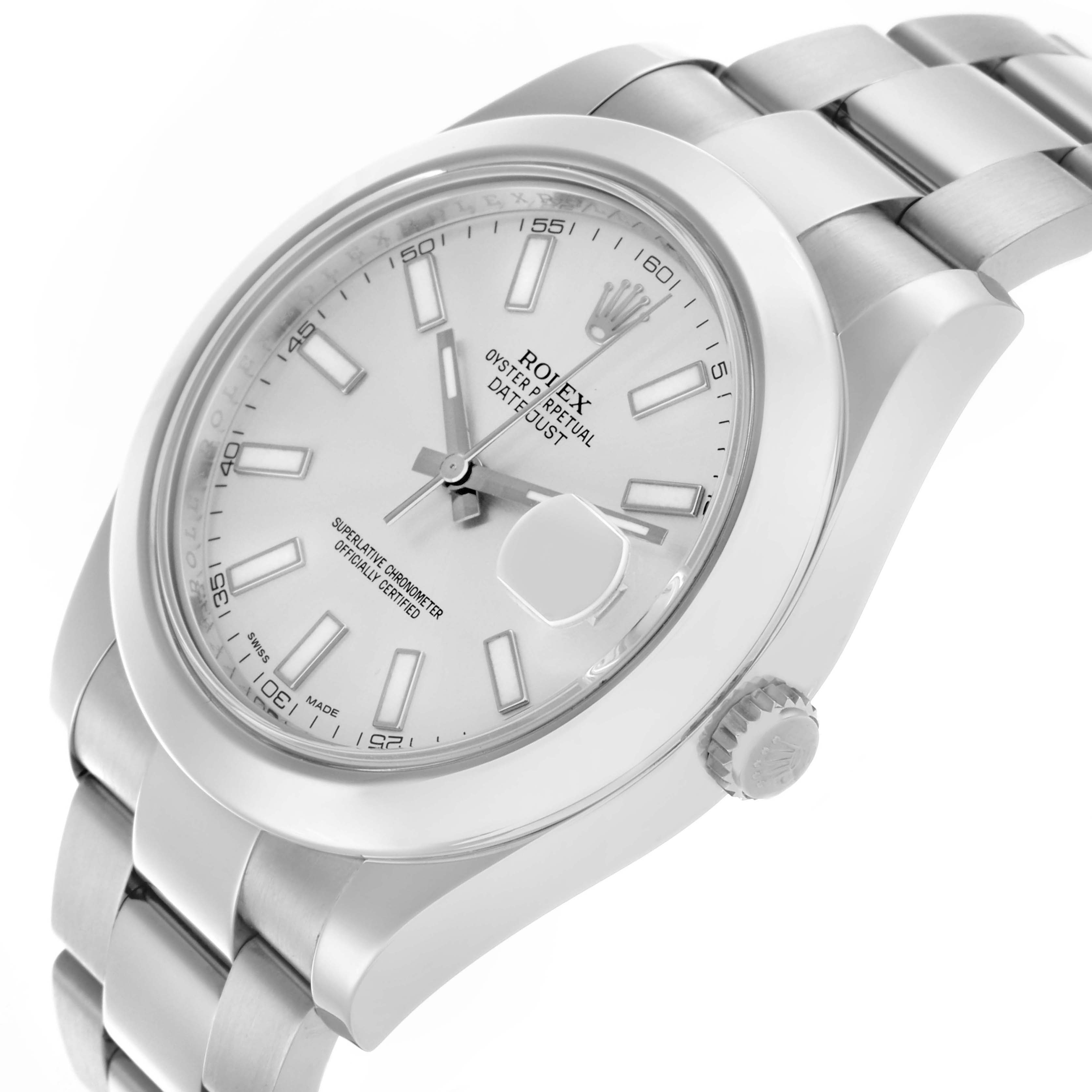 The Rolex Datejust 41 116300 Men's Stainless Steel Silver Dial 116300 Men's Stainless Steel Silver Dial is shown at a three-quarter angle, highlighting the dial, bezel, crown, and part of the bracelet.