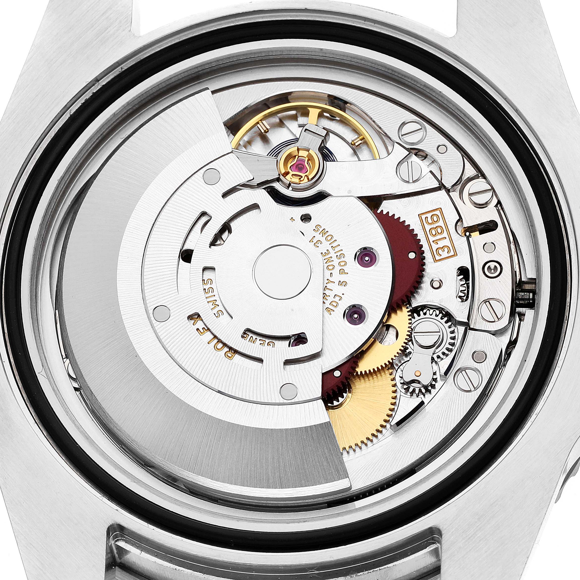 The image shows the internal mechanism and movement of the Rolex GMT-Master 116710 Men's Stainless Steel Black Dial 116710 Men's Stainless Steel Black Dial watch from a back view.