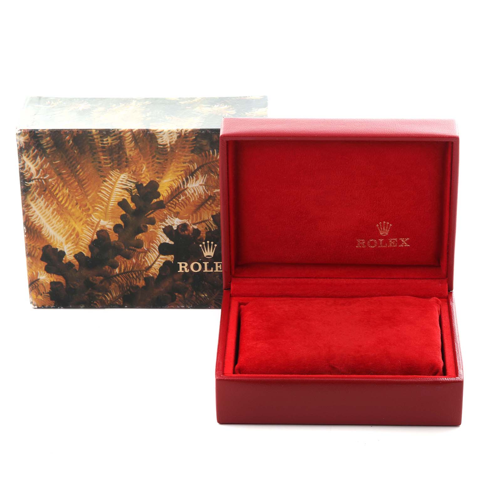 The image shows the packaging and open presentation box for a Rolex President 69178 Women's Yellow Gold White Dial 69178 Women's Yellow Gold White Dial model watch.