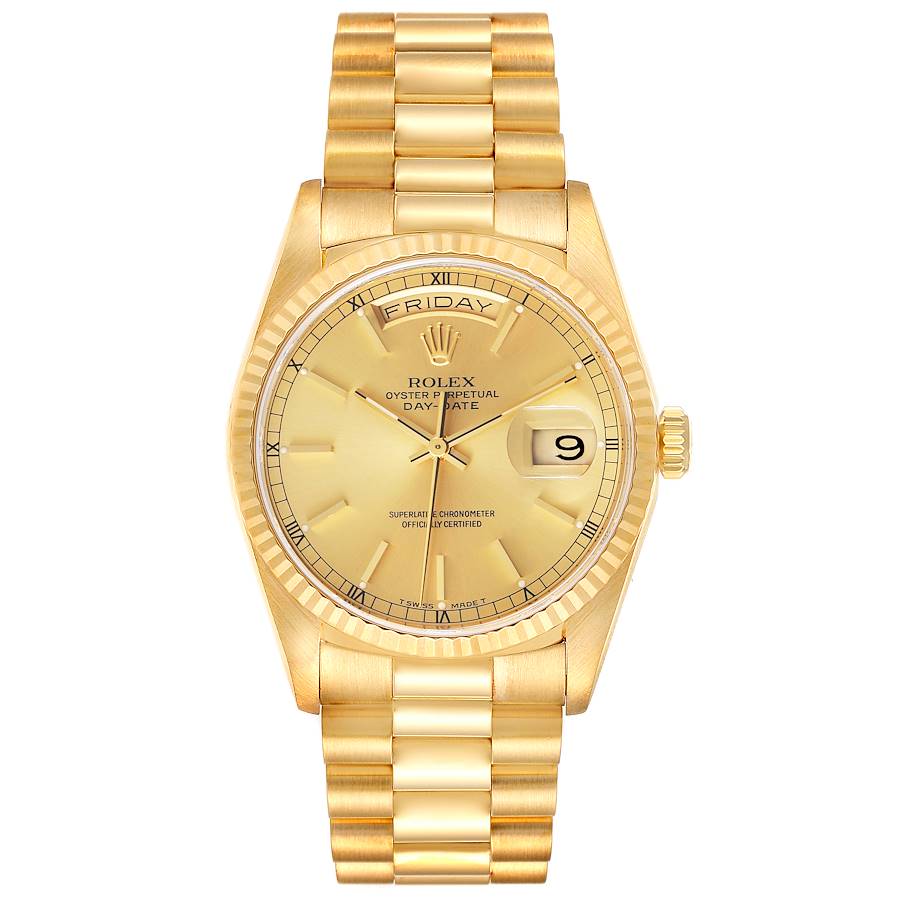 Rolex President Day Date Yellow Gold Champagne Dial Mens Watch 18238