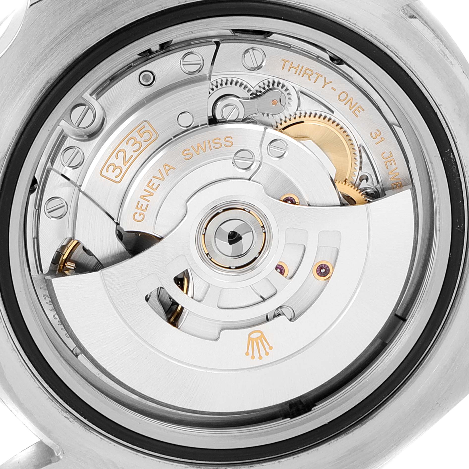 The image shows the internal automatic movement mechanism of the Rolex Sea-Dweller 126600 Men
s Stainless Steel Black Dial 126600 Men
s Stainless Steel Black Dial watch, viewed from the back.