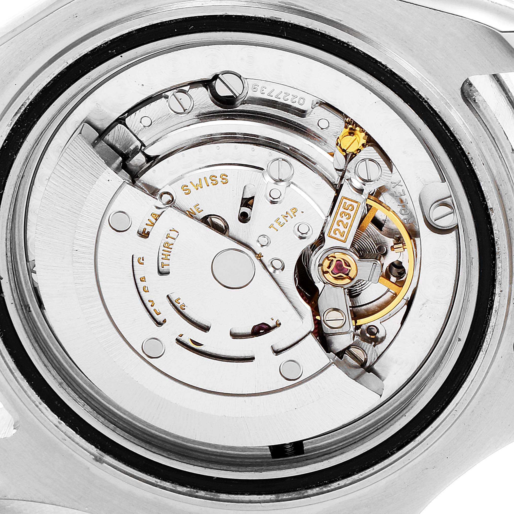 This image shows the inner mechanical movement of a Rolex Yacht-Master 168622 Men
s Stainless Steel Silver Dial 168622 Men
s Stainless Steel Silver Dial watch viewed from the back.