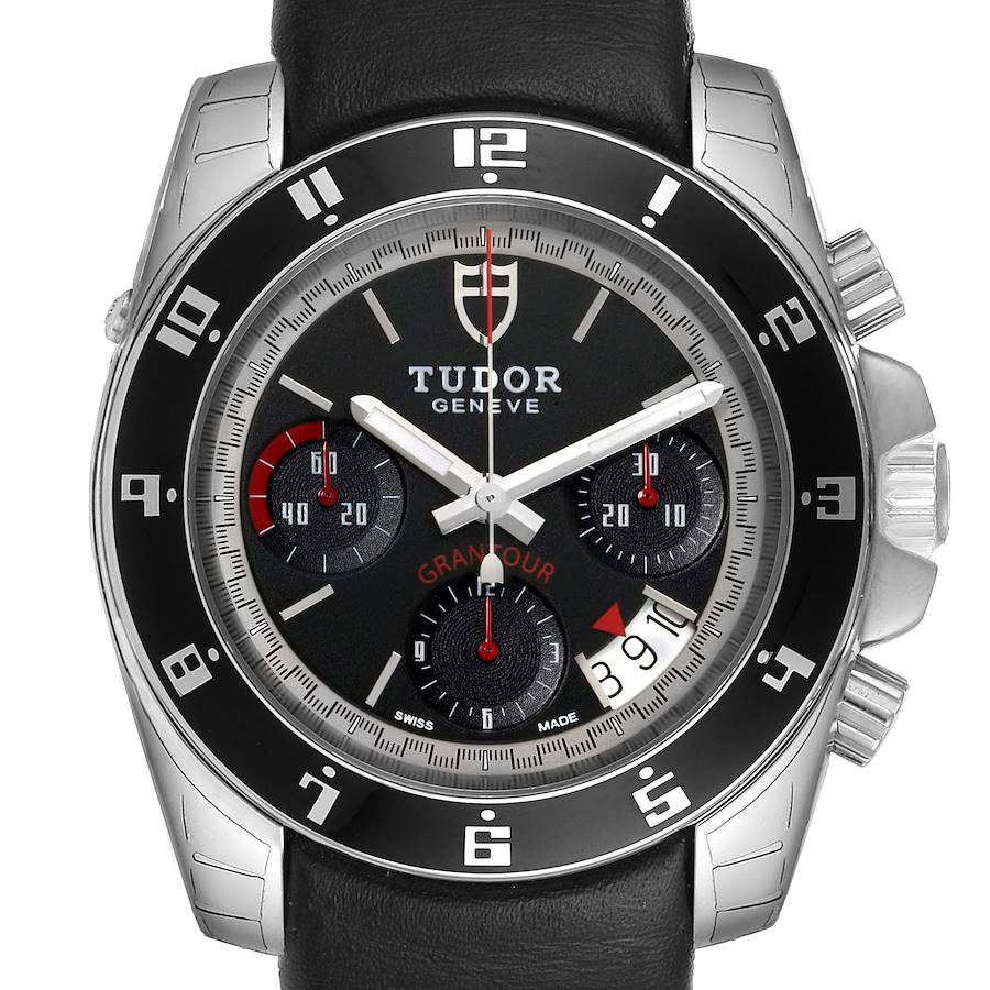 Tudor Grantour Black Dial Chronograph Steel Mens Watch 20350N SwissWatchExpo
