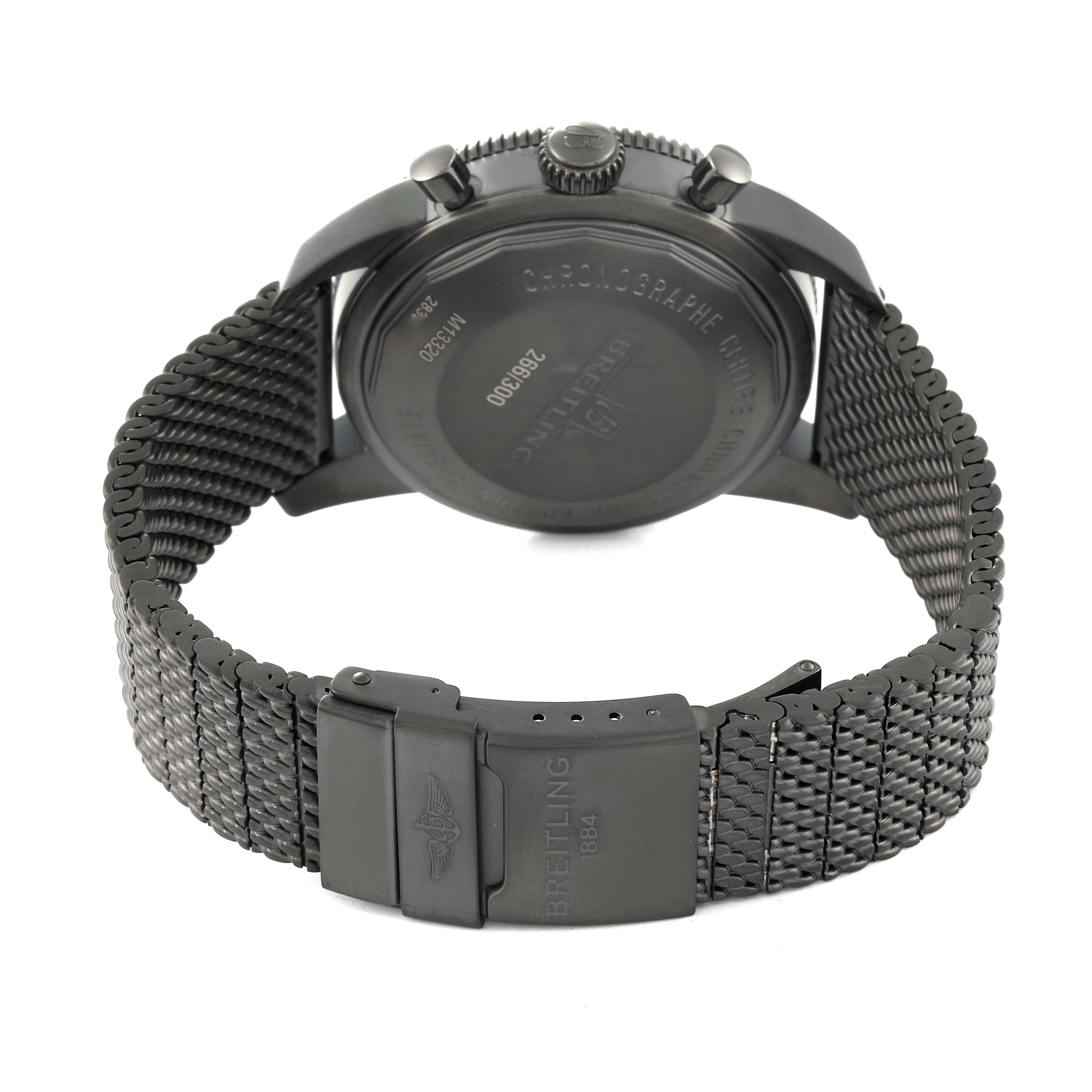 The image shows the back case and adjustable metal strap of the Breitling Limited Series watch at an angled rear view.