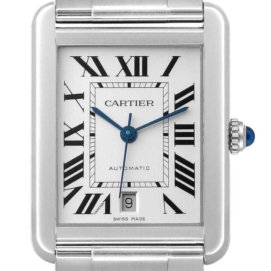 Cartier Tank Solo XL Silver Dial Automatic Steel Mens Watch W5200028 SwissWatchExpo