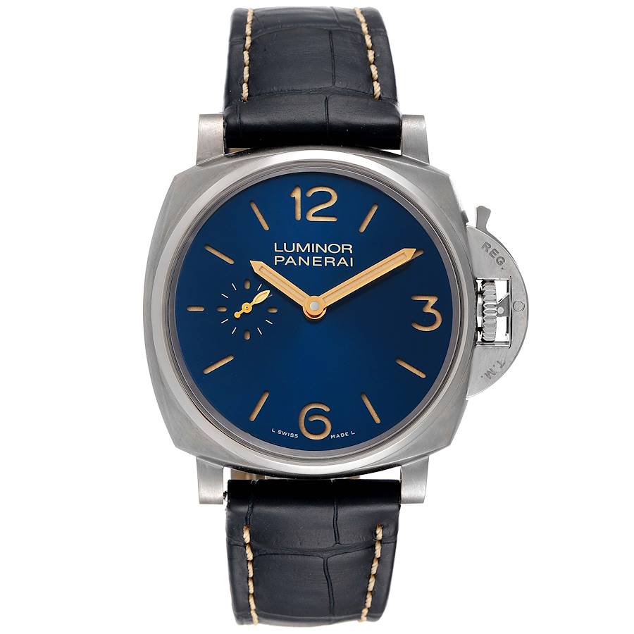 Panerai Luminor Due 42mm Blue Dial Titanium Mens Watch PAM00728