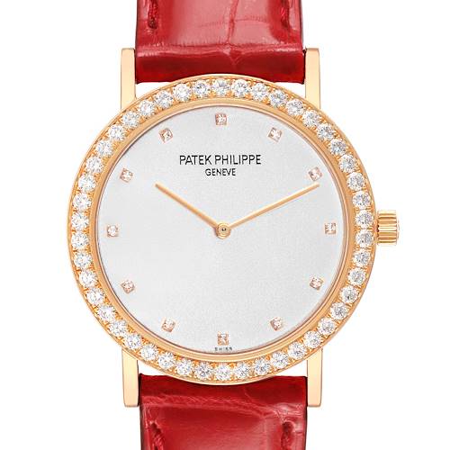 Photo of Patek Philippe Calatrava Rose Gold Silver Dial Diamond Mens Watch 5006 5006R Papers