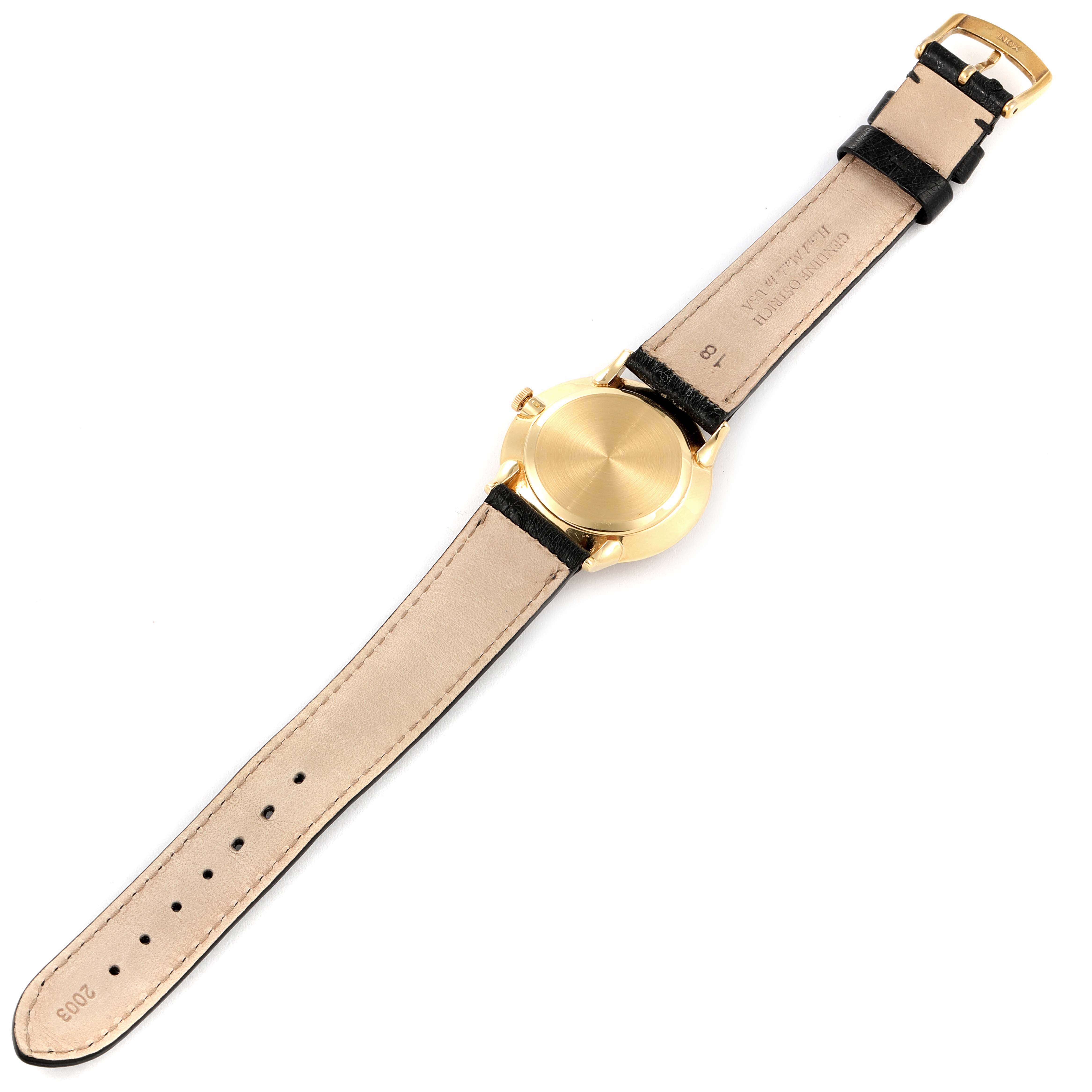 The image shows the back and strap of a Vintage Patek Philippe watch, viewed from above.