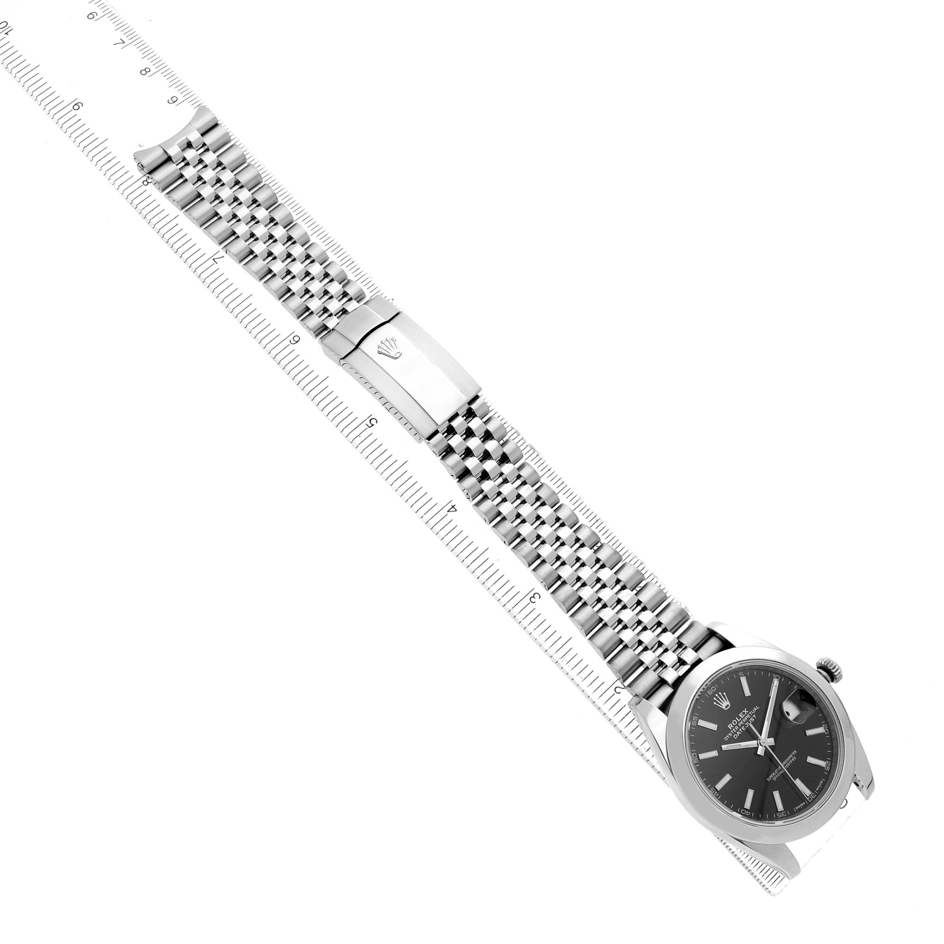 The Datejust 41 by Rolex is displayed at a slight diagonal, showcasing the dial, bezel, bracelet, and clasp.