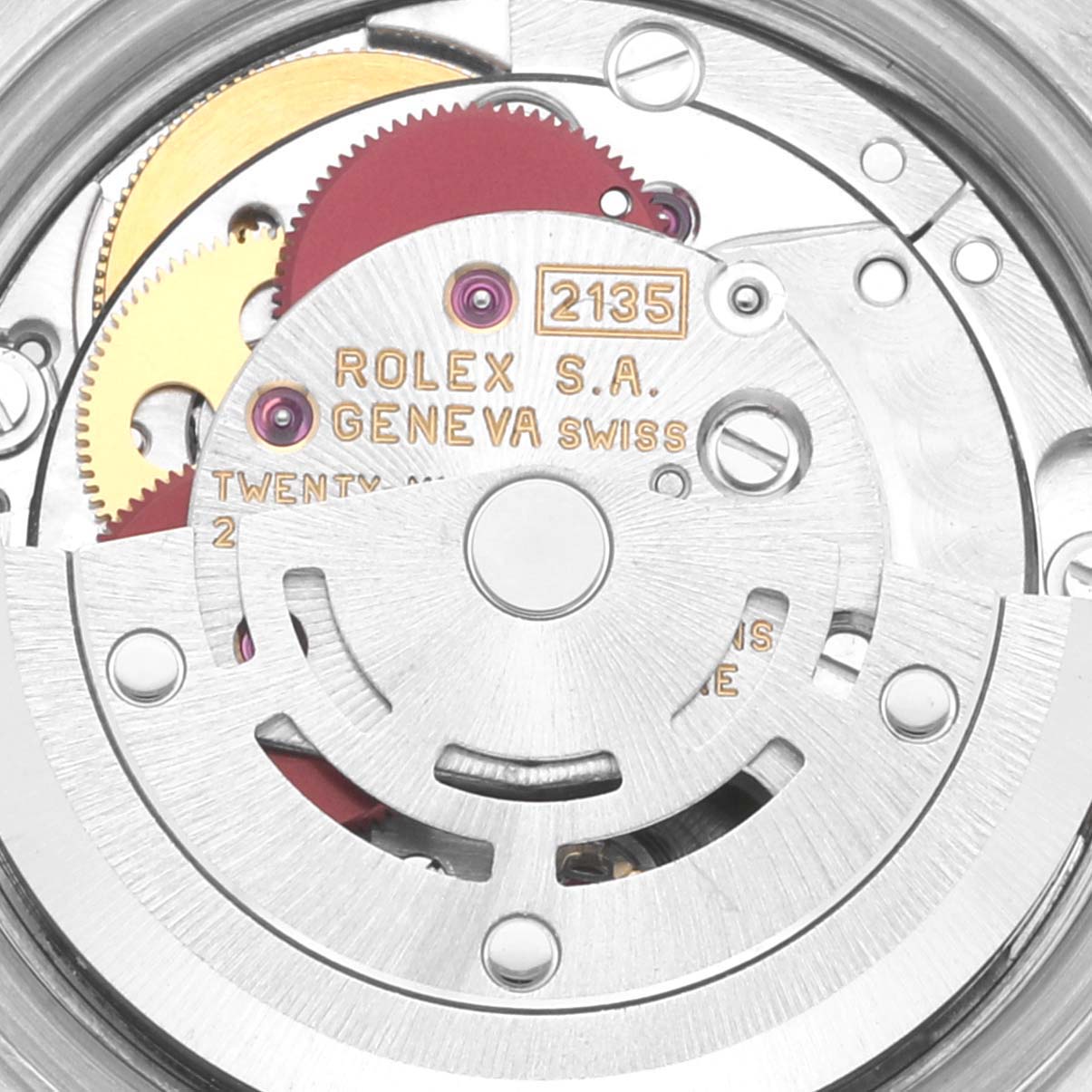 This image shows a close-up view of the movement mechanism inside the Rolex Datejust 69173 Women's Steel and Gold (two tone) Silver Dial 69173 Women's Steel and Gold (two tone) Silver Dial watch.