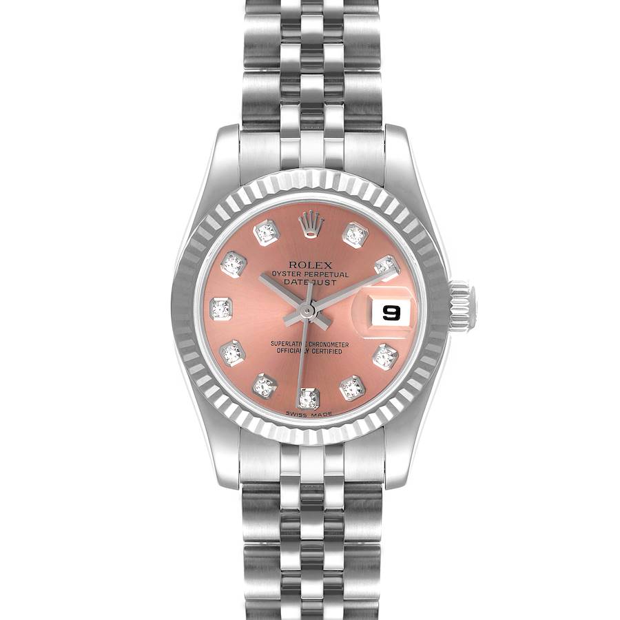Rolex Datejust Steel White Gold Salmon Diamond Dial Watch 179174 Box Papers SwissWatchExpo
