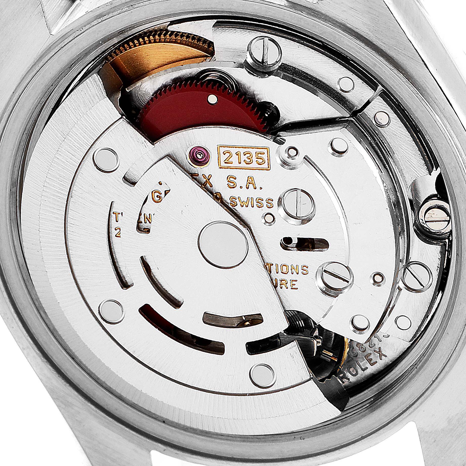 This image shows the movement mechanism of a Rolex Datejust 69173 Women's Steel and Gold (two tone) Silver Dial 69173 Women's Steel and Gold (two tone) Silver Dial watch from the back.