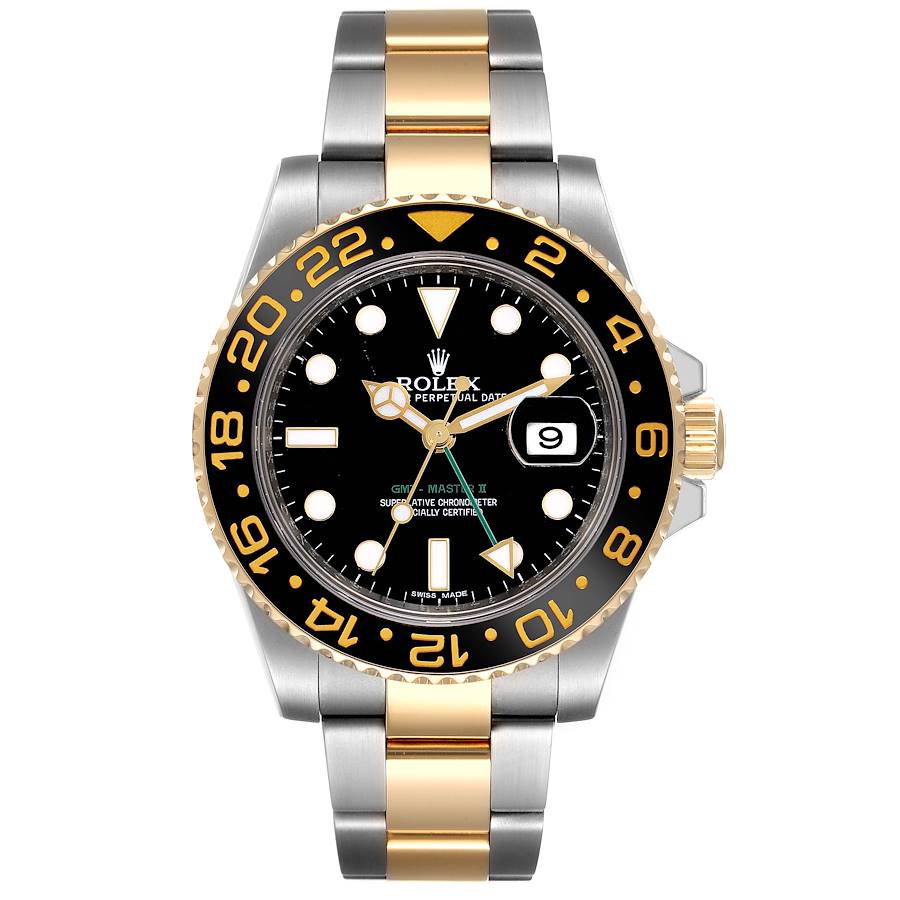 Gmt yellow gold green dial sale