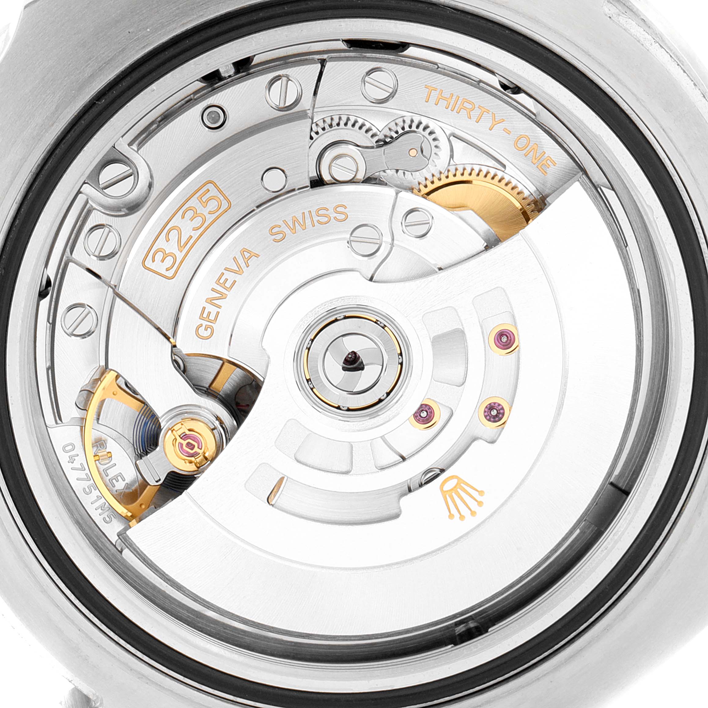 This image shows the movement mechanism of the Rolex Sea-Dweller 126600 Men's Stainless Steel Black Dial 126600 Men's Stainless Steel Black Dial watch from a rear angle, highlighting the rotor and intricate components.