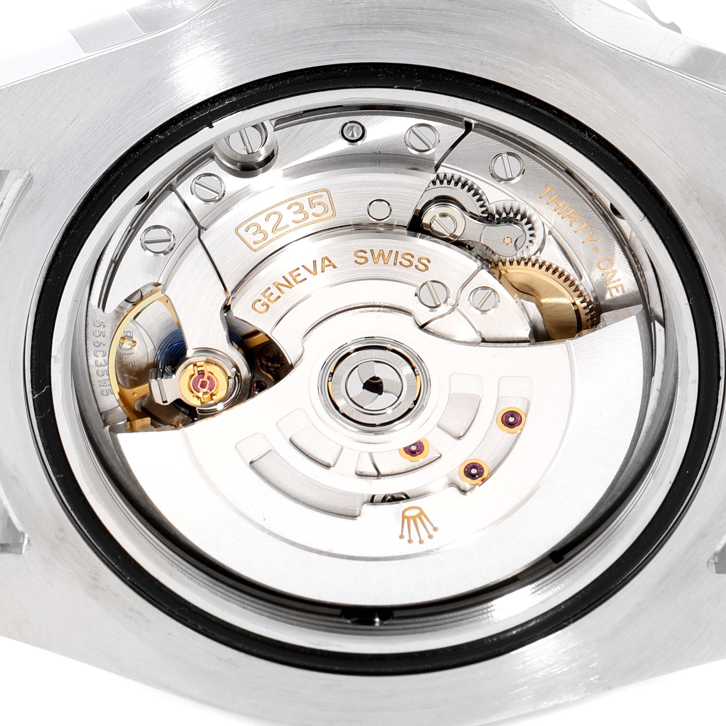 The image shows the movement and internal mechanics of the Rolex Sea-Dweller 126600 Men's Stainless Steel Black Dial 126600 Men's Stainless Steel Black Dial watch from a back angle.