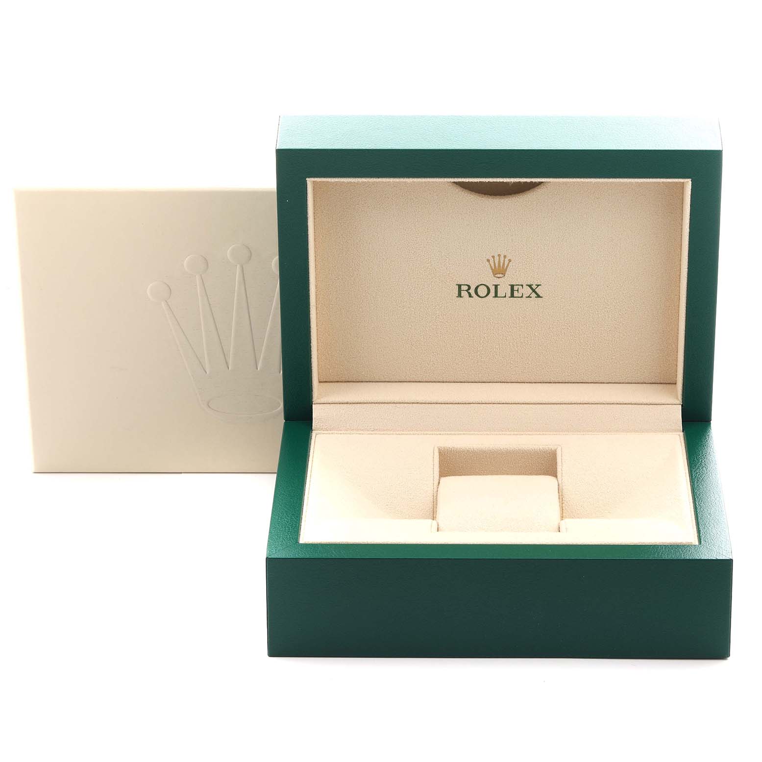 The image shows an open Rolex Sea-Dweller 126660 Men's Stainless Steel Black Dial 126660 Men's Stainless Steel Black Dial watch box at a slight angle, displaying the inner compartment and the Rolex logo.