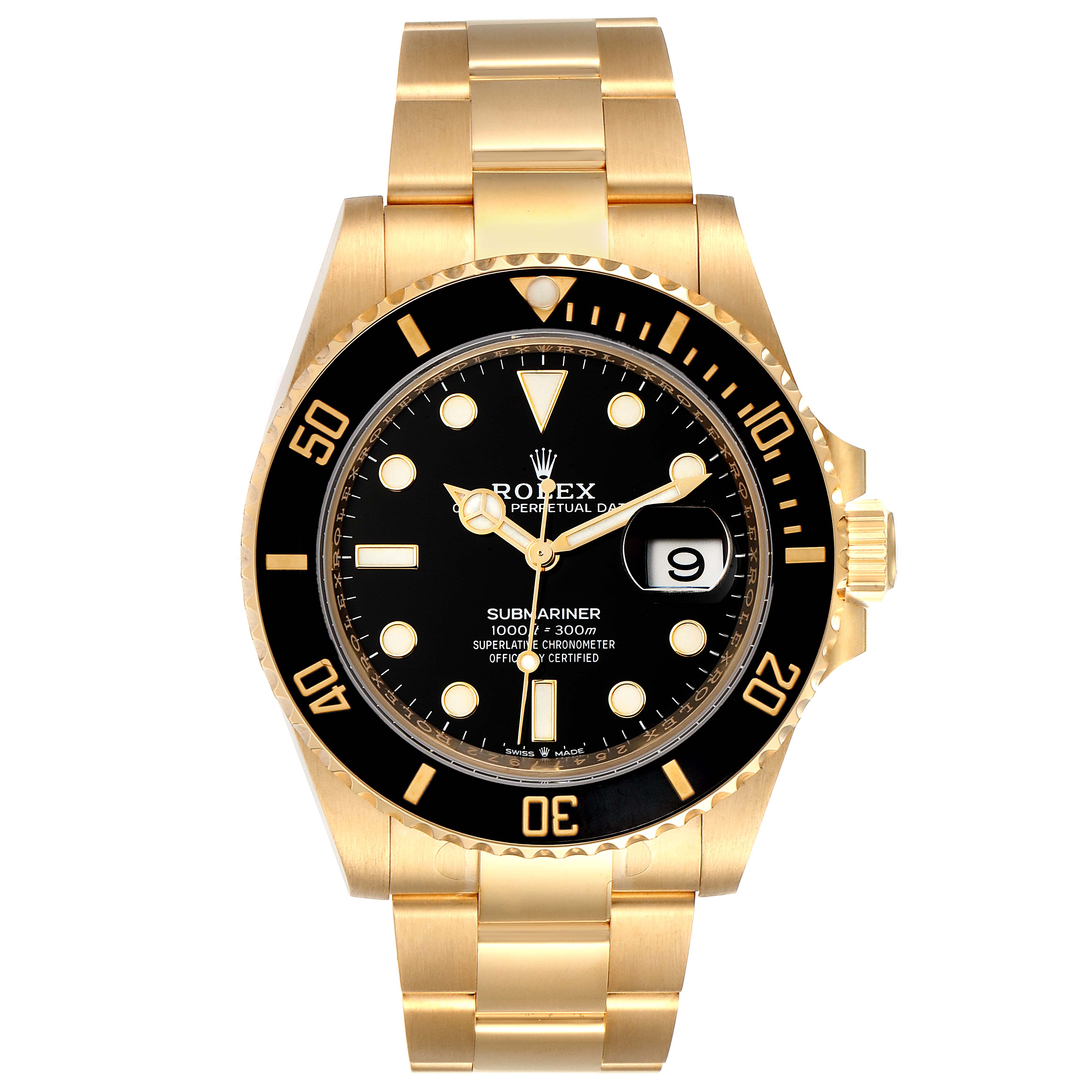 Rolex Submariner 18k Yellow Gold Black Dial Bezel Mens Watch 126618 ...