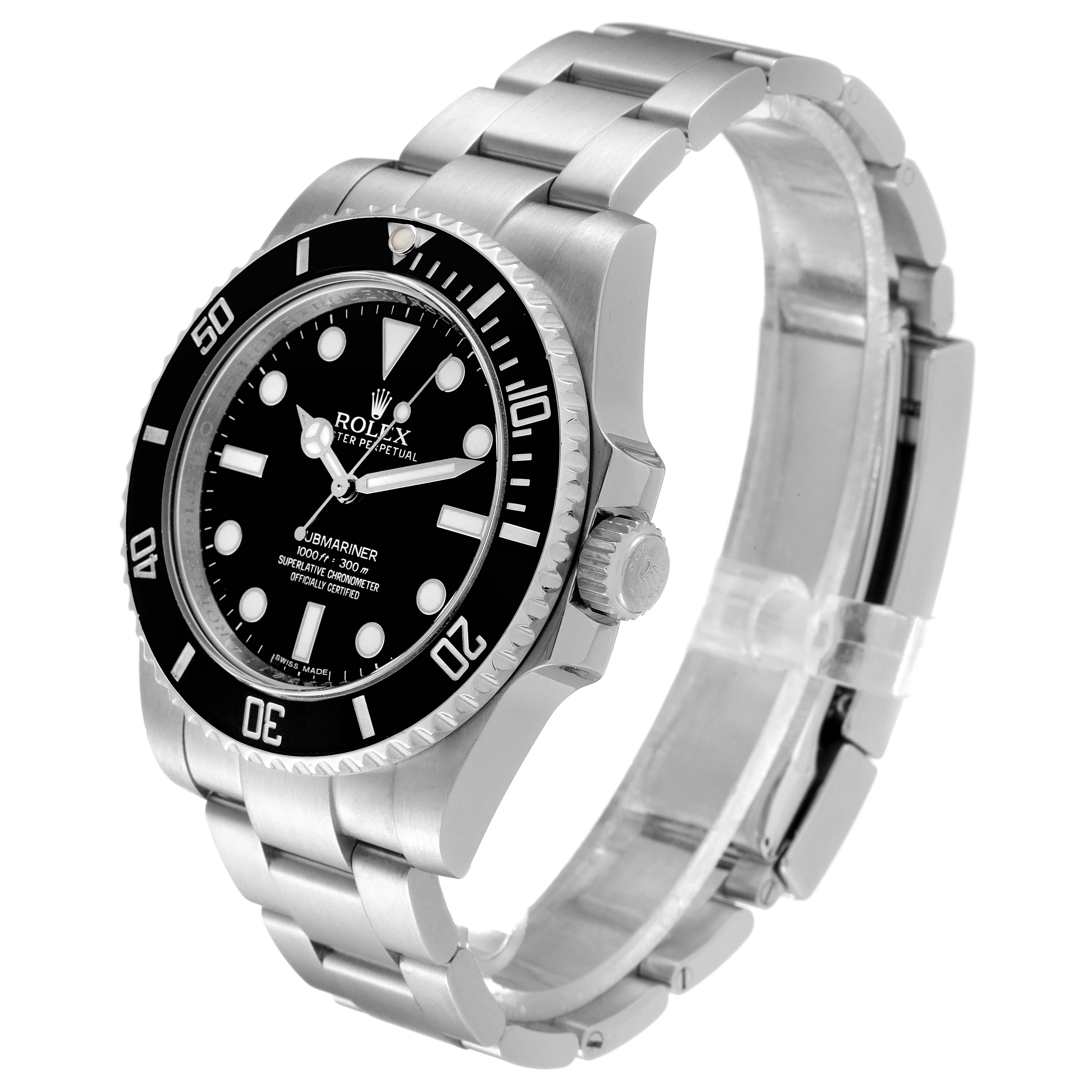 The image shows a Rolex Submariner 114060 Men
s Stainless Steel Black Dial 114060 Men
s Stainless Steel Black Dial watch at a 3/4 angle, highlighting the bezel, crown, and bracelet.