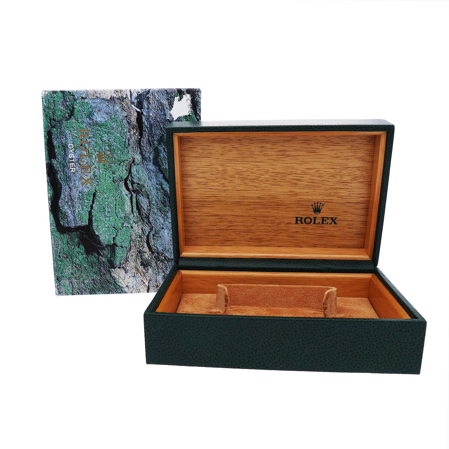 The image shows a Rolex Yacht-Master 16622 Men's Stainless Steel Silver Dial watch box and outer packaging, both at a straight-on angle.