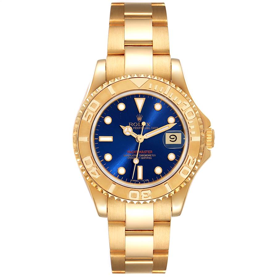 Rolex Yacht-Master 35 18K Yellow Gold Blue Dial Unisex Watch 68628 - 68628-BLUE