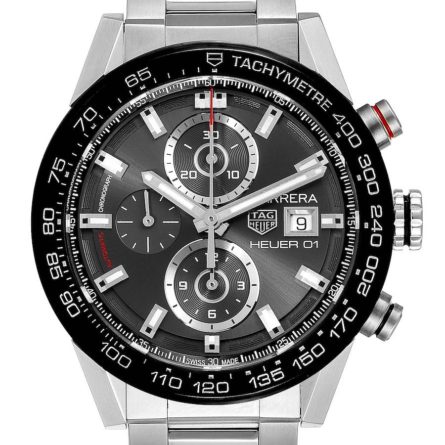 Tag Heuer Carrera Chronograph Automatic Mens Watch CAR201W Box Papers SwissWatchExpo