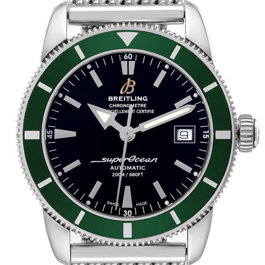 Breitling Superocean Heritage 42 Green Bezel Steel Mens Watch A17321 Box Papers SwissWatchExpo