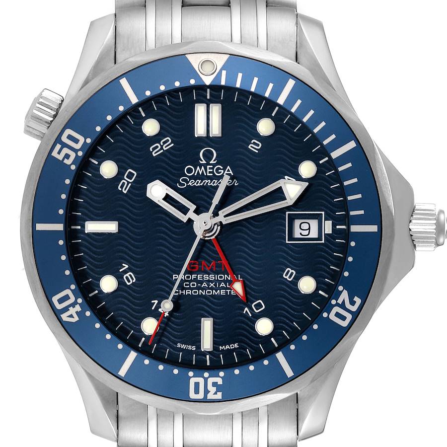 Omega Seamaster Diver 300M GMT Blue Dial Steel Mens Watch 2535.80.00 Card SwissWatchExpo