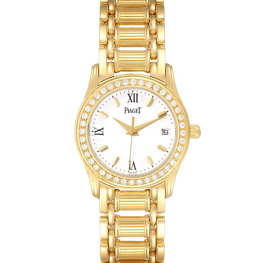 Piaget Polo 18k Yellow Gold White Roman Dial Diamond Ladies Watch 22005 SwissWatchExpo