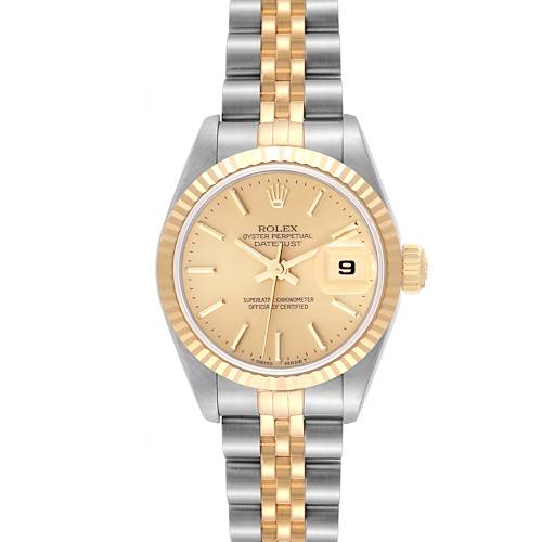 Photo of Rolex Datejust Champagne Dial Steel Yellow Gold Ladies Watch 69173 Box Papers