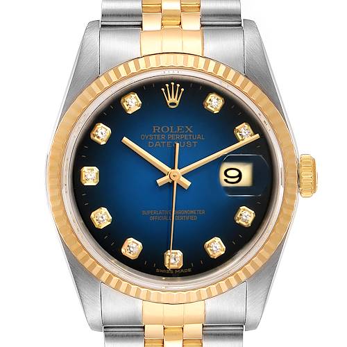Photo of Rolex Datejust Steel Yellow Gold Vignette Diamond Dial Watch 16233 Box Papers