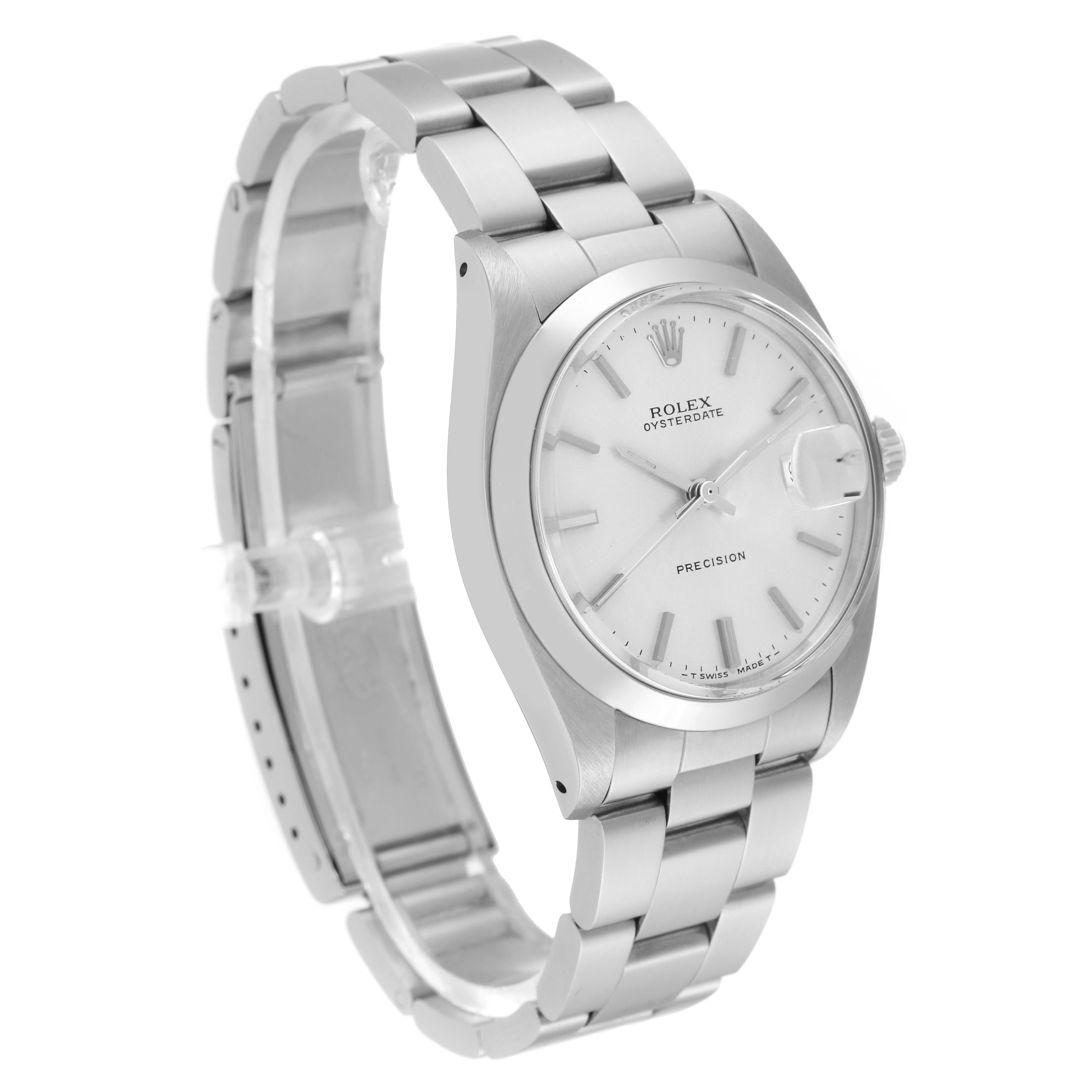 This image shows a side angle of a Rolex Vintage Collection 6694 Men's Stainless Steel Silver Dial 6694 Men's Stainless Steel Silver Dial model watch, highlighting the bracelet and watch face.