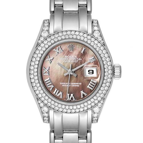 Photo of Rolex Pearlmaster White Gold Mother of Pearl Diamond Ladies Watch 69359