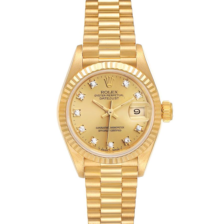 Rolex President Datejust Yellow Gold Diamond Ladies Watch 69178 Papers SwissWatchExpo
