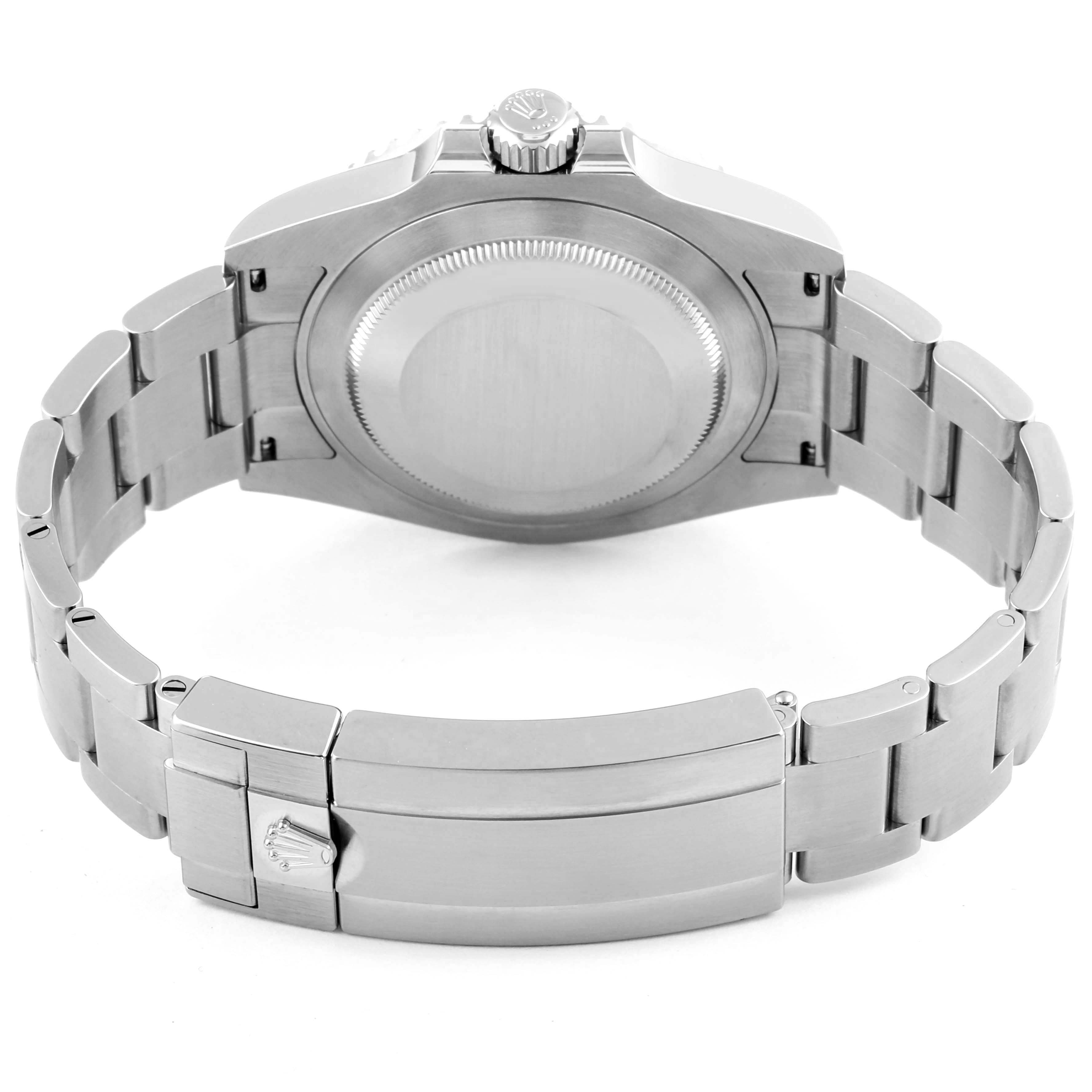 The image shows the back view of a Rolex Submariner 126610LN Men
s Stainless Steel Black Dial 126610LN Men
s Stainless Steel Black Dial, highlighting the case, crown, and bracelet with clasp.