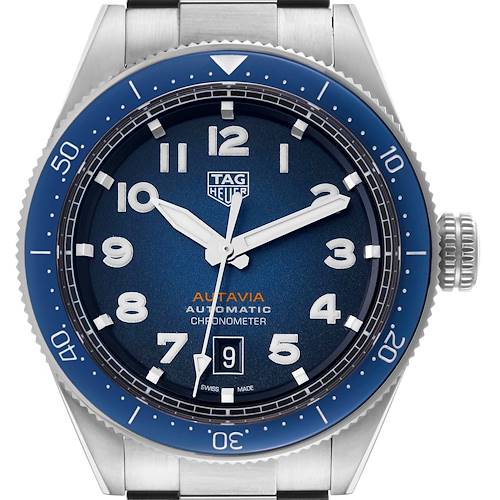Photo of Tag Heuer Autavia Calibre 5 Blue Dial Steel Mens Watch WBE5116 Box Card
