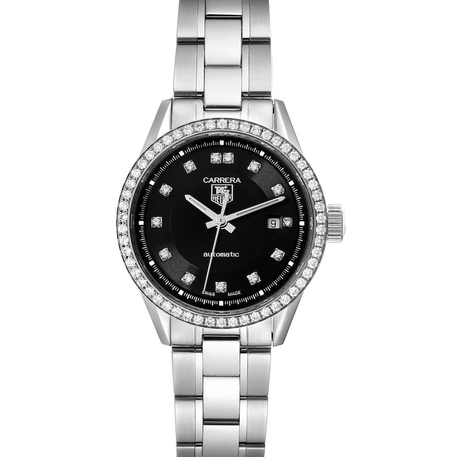 TAG Heuer Carrera Black Diamond Dial Steel Ladies Watch WV2412 SwissWatchExpo